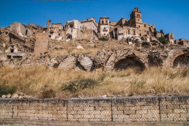 Abandoned collapsed town, ghost town, medioeval town
