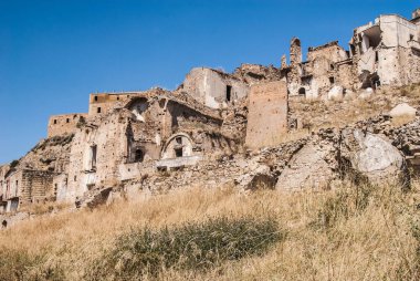 Abandoned collapsed town, ghost town, medioeval town