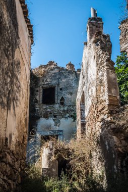 Abandoned collapsed town, ghost town, medioeval town