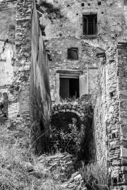 Abandoned collapsed town, ghost town, medioeval town