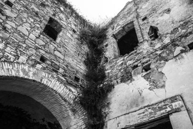 Abandoned collapsed town, ghost town, medioeval town