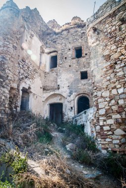Abandoned collapsed town, ghost town, medioeval town