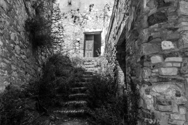 Abandoned collapsed town, ghost town, medioeval town