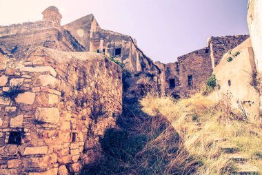 Abandoned collapsed town, ghost town, medioeval town