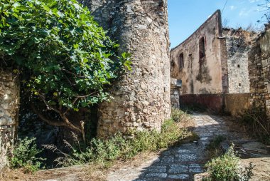 Abandoned collapsed town, ghost town, medioeval town