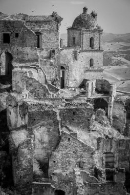 Abandoned collapsed town, ghost town, medioeval town