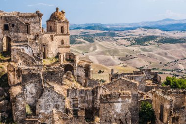 Abandoned collapsed town, ghost town, medioeval town