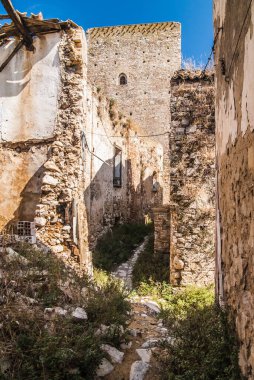 Abandoned collapsed town, ghost town, medioeval town