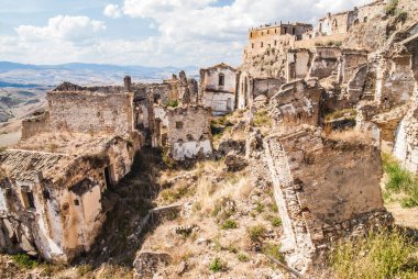 Abandoned collapsed town, ghost town, medioeval town