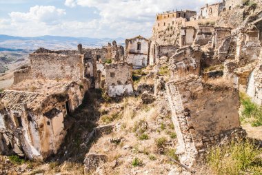 Abandoned collapsed town, ghost town, medioeval town