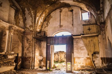 ruin of the Abandoned collapsed town, ghost town, medioeval town