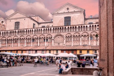 facade of the historic building and marble columns