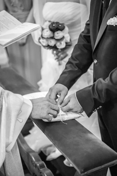 Черно Белое Фото Замены Жениха Невесты — стоковое фото