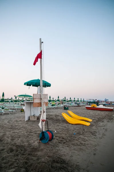 Deckchairs Umbrellas Ionian Coast — Stock Photo, Image
