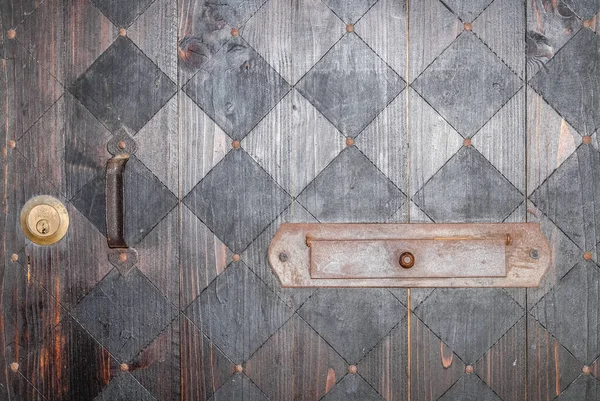 Inlaid Wooden Door Close — Fotografia de Stock