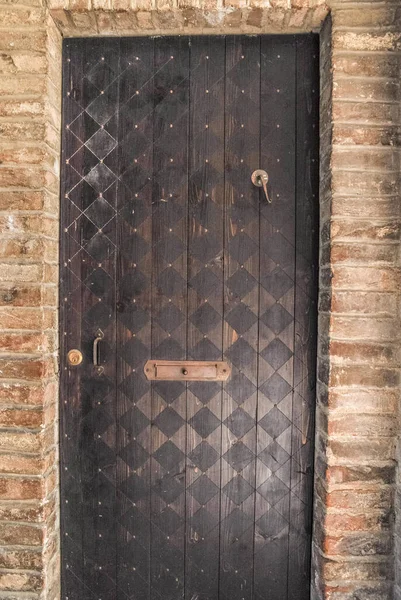 Inlaid Wooden Door Close — Fotografia de Stock