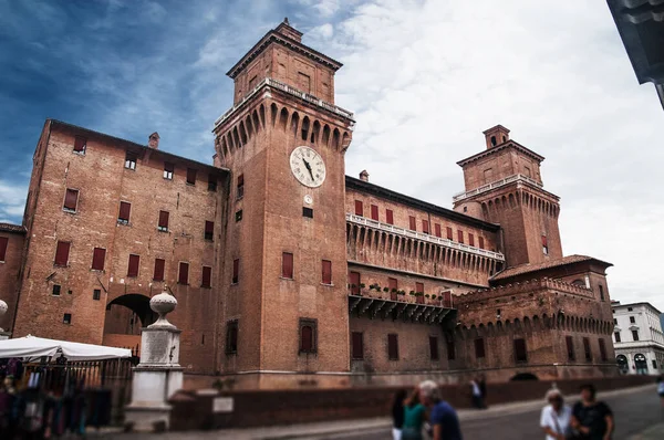 moat and clock tower, ferrara castle, este's fortress