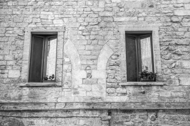windows of historic building in the medieval village