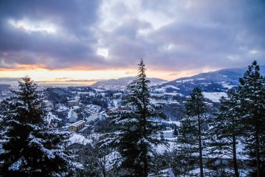 the dawn after the blizzard, winter landscape, snowy landscape, Christmas atmosphere