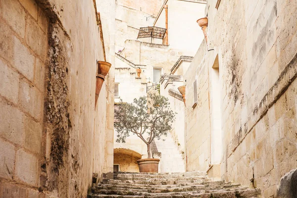 Alley Historic Center Sassi Matera Ancient Town Matera Landscape Day — Zdjęcie stockowe