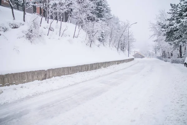 icy road, dangerous road, winter landscape