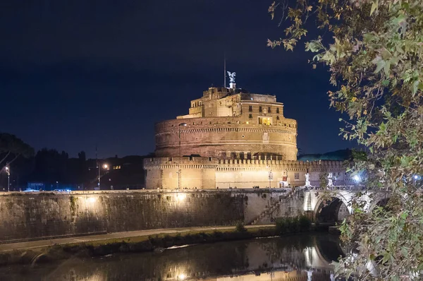 Holy Angel Castle Castel Sant Angelo Tiber River Night — Stock Photo, Image