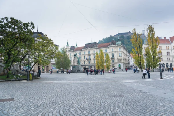 Slovenia Ljubljana October 2018 Main Square Center Ljubljana City — Stock Photo, Image