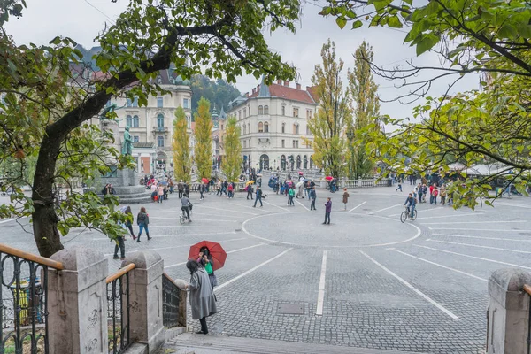 Slovenia Ljubljana October 2018 Main Square Center Ljubljana City — Stock Photo, Image