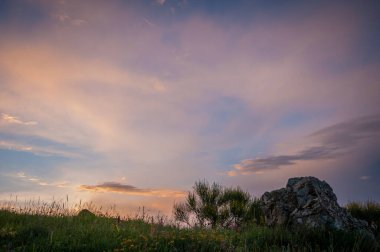 en iyi turuncu gün batımı ve bahar çayırı