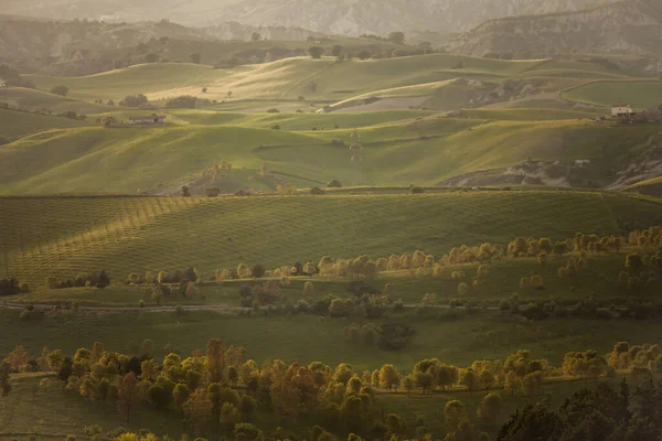 Сільський Пейзаж Зеленими Полями Горах — стокове фото