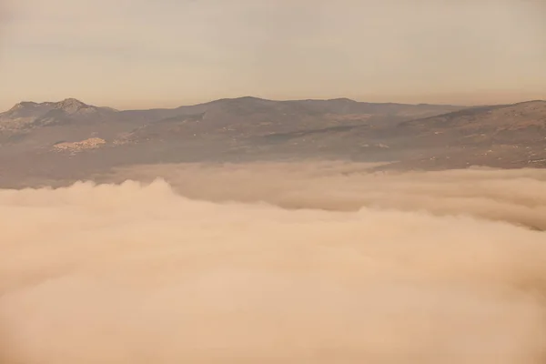 Cielo Nublado Mal Tiempo Con Vista Aérea Niebla — Foto de Stock