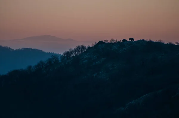Uitzicht Vanaf Top Van Berg Bij Zonsondergang — Stockfoto