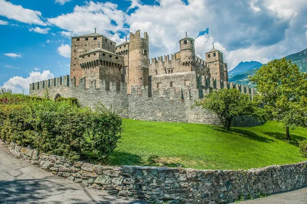 stock image castle and mountain stronghold in the Alps