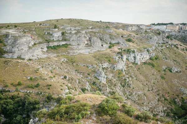 Vista Pomeridiana Della Murgia Matera Dalle Grotte — Foto Stock