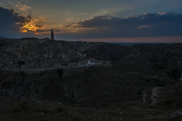 View Matera Sunset Murgia Caves — Stock Photo, Image