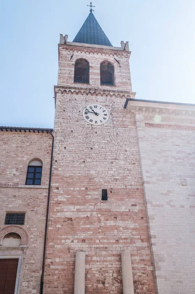 Torre Del Reloj Arco Viejo Centro Piedra Una Ciudad Umbria — Foto de Stock