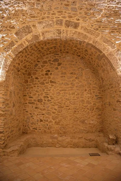 Stone Wall Arch Niche Side Chapel Monastery — Zdjęcie stockowe