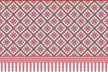 Geometrik etnik örgü desenli, dikdörtgen doğulu, geleneksel, kırmızı, beyaz arka plan, duvar kağıdı, halı, vektör çizimi, kumaş deseni, Illustrat3