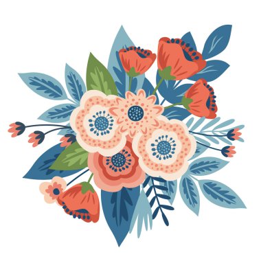 Şirin çiçek buketi. Vektör çiçekleri