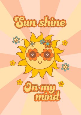 Sevimli güneşli ve çiçekli afiş