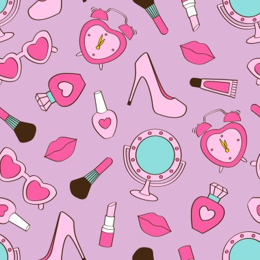 Kız çıkartmaları, tatlılar, gökkuşağı, sırt çantası, spor ayakkabıları...