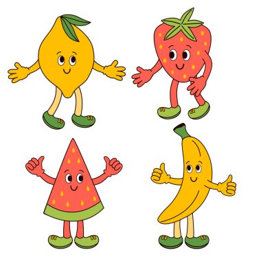 İzole edilmiş komik meyve seti