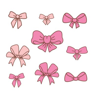 Tatil için izole edilmiş pembe kurdele seti.