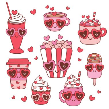 Sevgililer Günü için izole edilmiş, modaya uygun, kaprisli tatlılar.