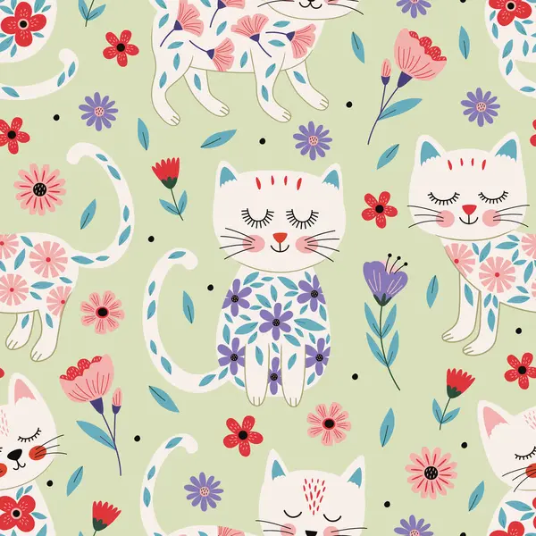 Çiçekli kediyle kusursuz desen