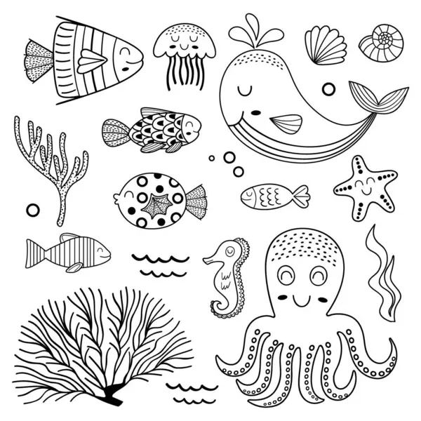 Deniz hayvanlarıyla izole edilmiş bir set.