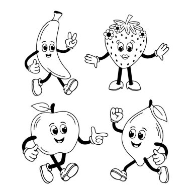 İzole edilmiş harika muz, çilek, elma, limon
