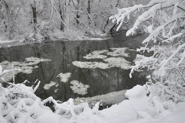 Зимний Пейзаж После Первого Снегопада — стоковое фото