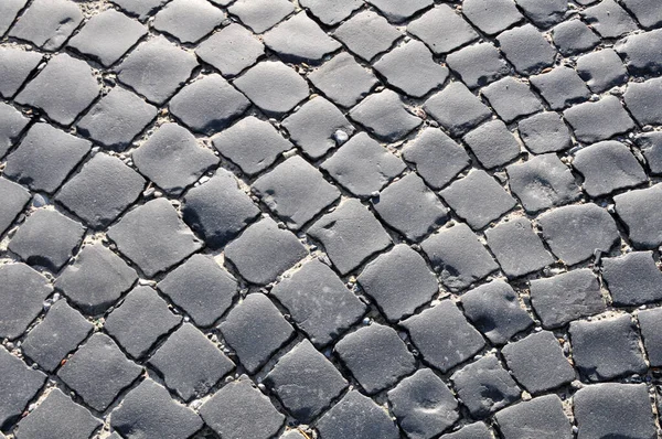 Old Stone Cobblestones Which Road Paved — Stock Photo, Image