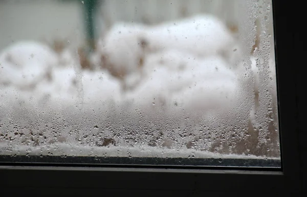Fogging Des Fenêtres Plastique Métallique Raison Refroidissement Humidité Élevée — Photo